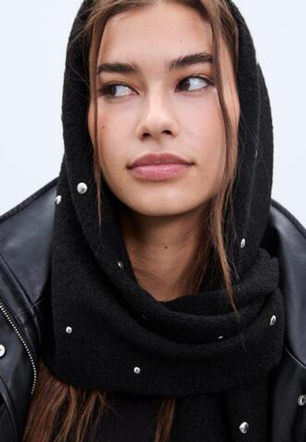 STRADIVARIUS Треугольный шарф с заклепками, черный