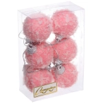 Новогодние шары «Воздушные перья» 4 см (набор 6 шт), розовый