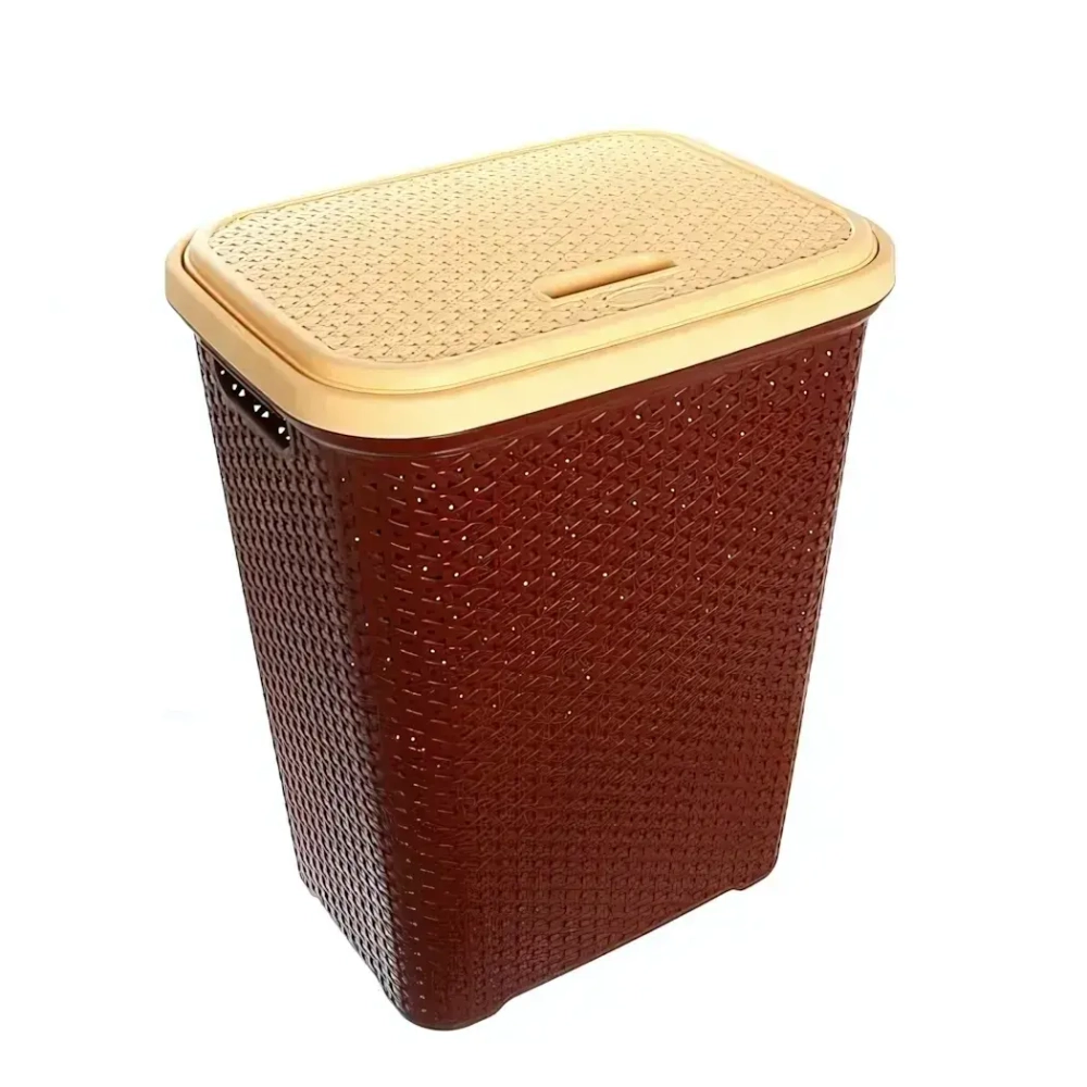 Корзина для белья Плетёнка 55л прямоугольная с крышкой