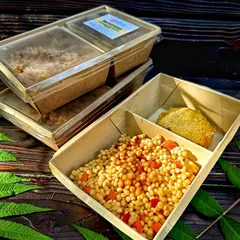 Паста с овощами и котлетой из трески/240 гр