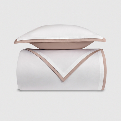 Постельное белье 2 спальное евро Сlaire&Caroll Lili белый с бежевым кантом