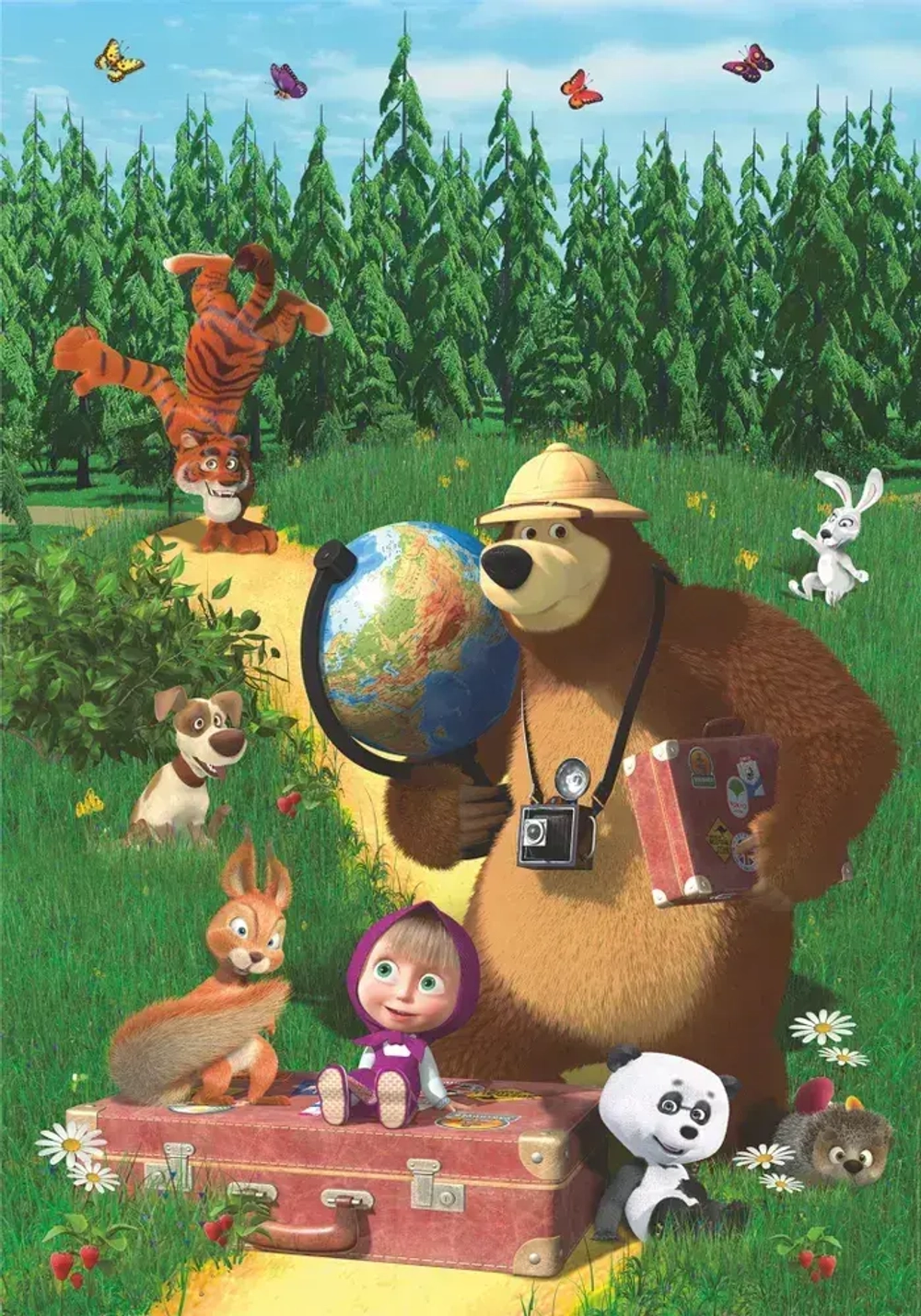 Фотообои "Симфония" бумажные Маша и Медведь Большое путешествие 140*200 см.