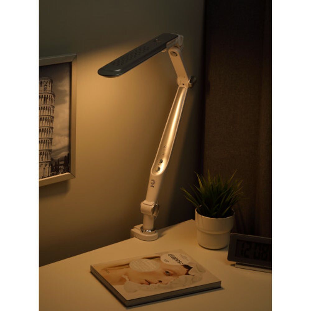 Настольный светильник ЭРА NLED-496-12W-S светодиодный на струбцине серебро