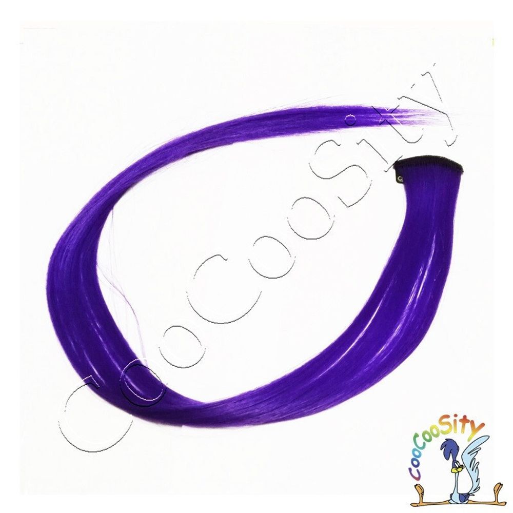 зажим Цветная прядь волос сине-фиолетовый №4, 50 см