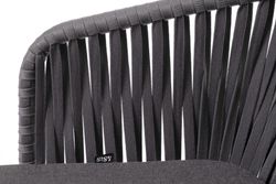 "Бордо" стул плетеный из роупа, каркас алюминий темно-серый (RAL7024) муар, роуп серый 15мм, ткань темно-серая 027