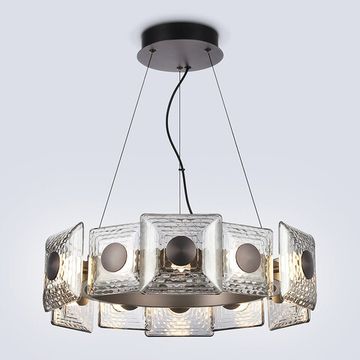 Подвесная светодиодная люстра 56W 3000K LH31024 серый/дымчатый High Light Crystal Ambrella