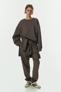 H&M Толстовка оверсайз, темно-серый/бежевый