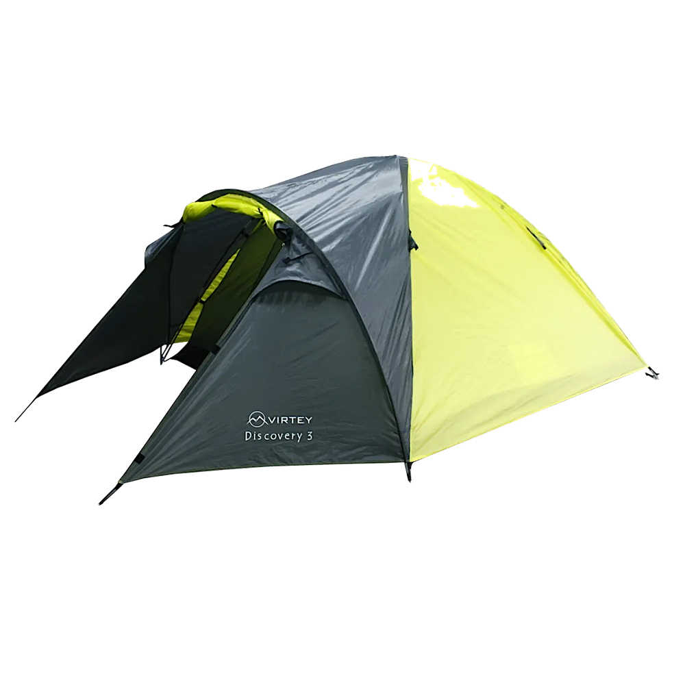 Палатка Virtey Discovery-3 (105+210)х210х130см 3чел 1200мм вес 3.5кг