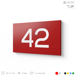 Табличка с номером 42 на дверь квартиры, для офиса, кабинета, аудитории, склада, красная 120х70 мм, Айдентика Технолоджи