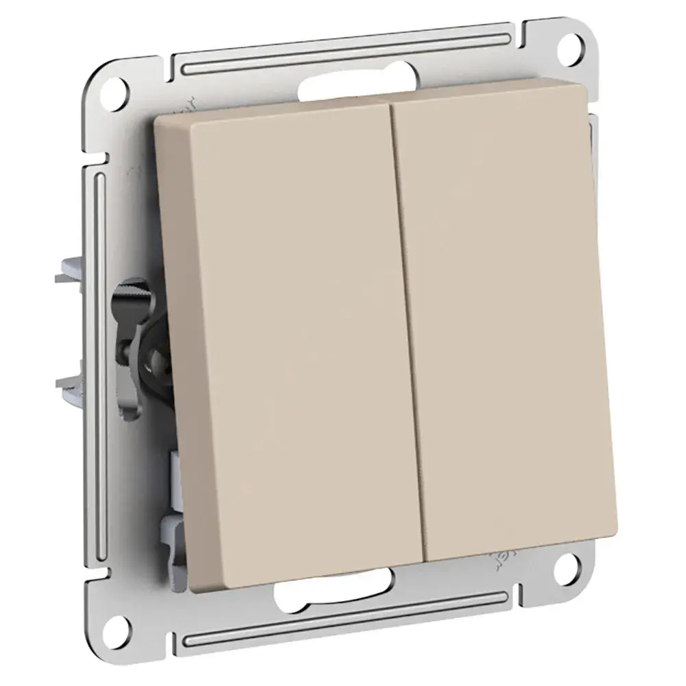 ATLASDESIGN 2-клавишный ПЕРЕКЛЮЧАТЕЛЬ, сх.6+6, 10АХ, механизм, ПЕСОЧНЫЙ