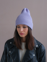 Шапка вязаная-резинка весенняя/осенняя хлопковая КЭП(Лаванда)