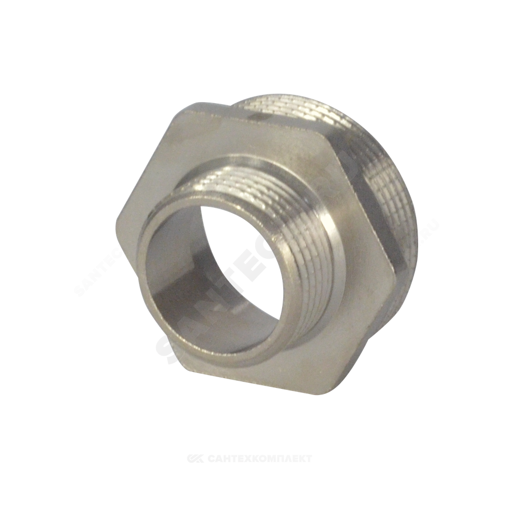 Ниппель латунь никель переходной Ду 15х10 (1/2"х3/8") НР SantechSystems