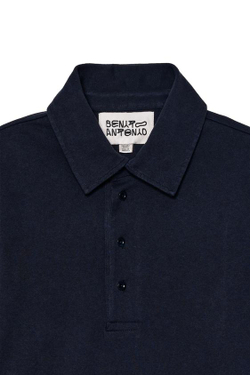 ZARA X BENITO ANTONIO ХЛОПКОВАЯ ФУТБОЛКА-ПОЛО С ДЛИННЫМИ РУКАВАМИ, СИНИЙ