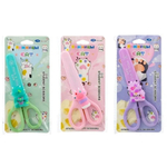 Ножницы канцелярские детские 13,5 см, с чехлом, серия "Кошачья лапка", MC-Basir, с закругленными концами для резки бумаги, картона и рукоделия, длина лезвия 6.5 см