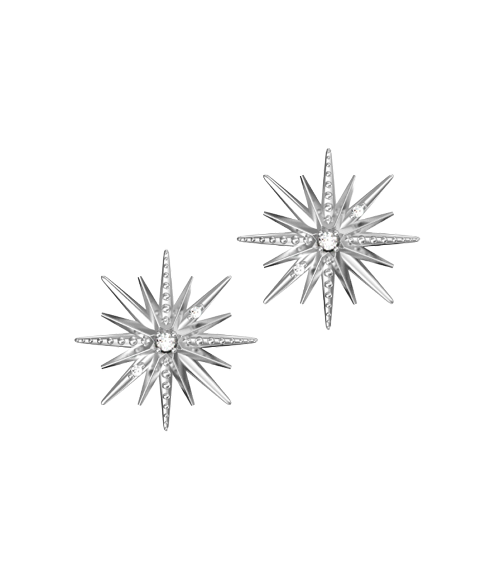 Серьги из серебра со вставками из выращенных бриллиантов