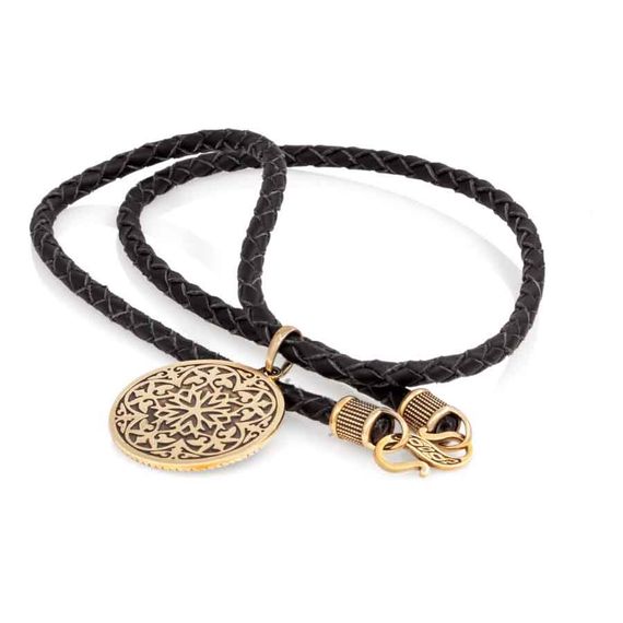 Колье Гайтан чёрный 5 мм с подвеской Псалом 90 из бронзы, вид 2