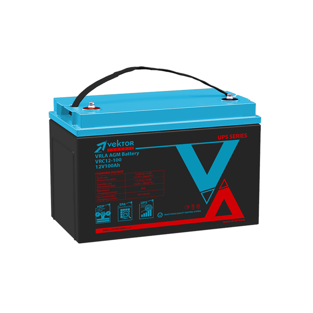 Аккумуляторная батарея VEKTOR ENERGY VRC 12-100 (100Ah / 12V / AGM+CARBON)