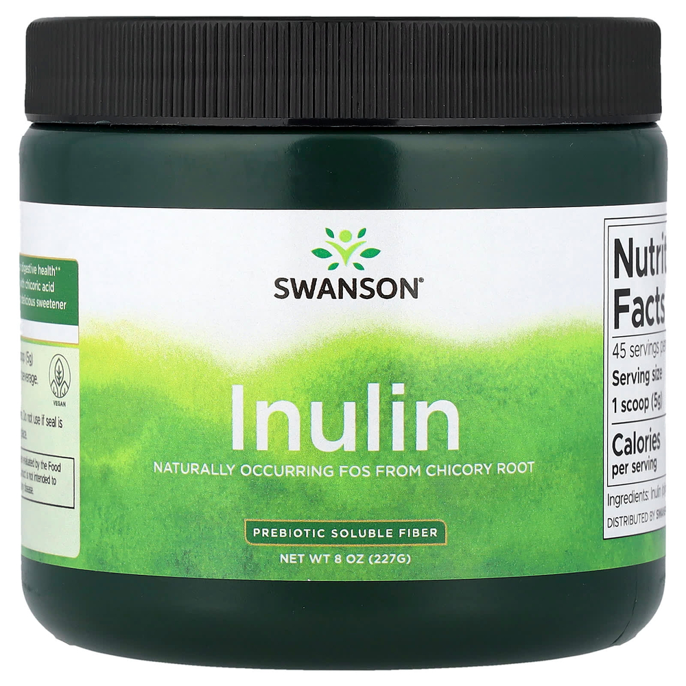 Swanson Vitamins, инулин, пребиотическая и растворимая клетчатка, 227 г (8 унций)