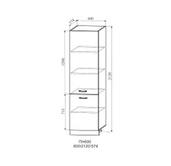 Корпус Пенал 600 (ПН 600) (серый), ДСВ Мебель