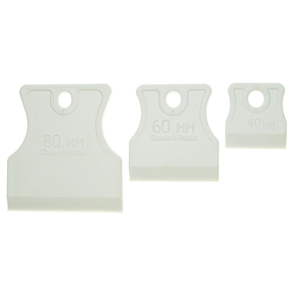 Шпатель резиновый набор 3шт., 40, 60, 80мм, белая резина