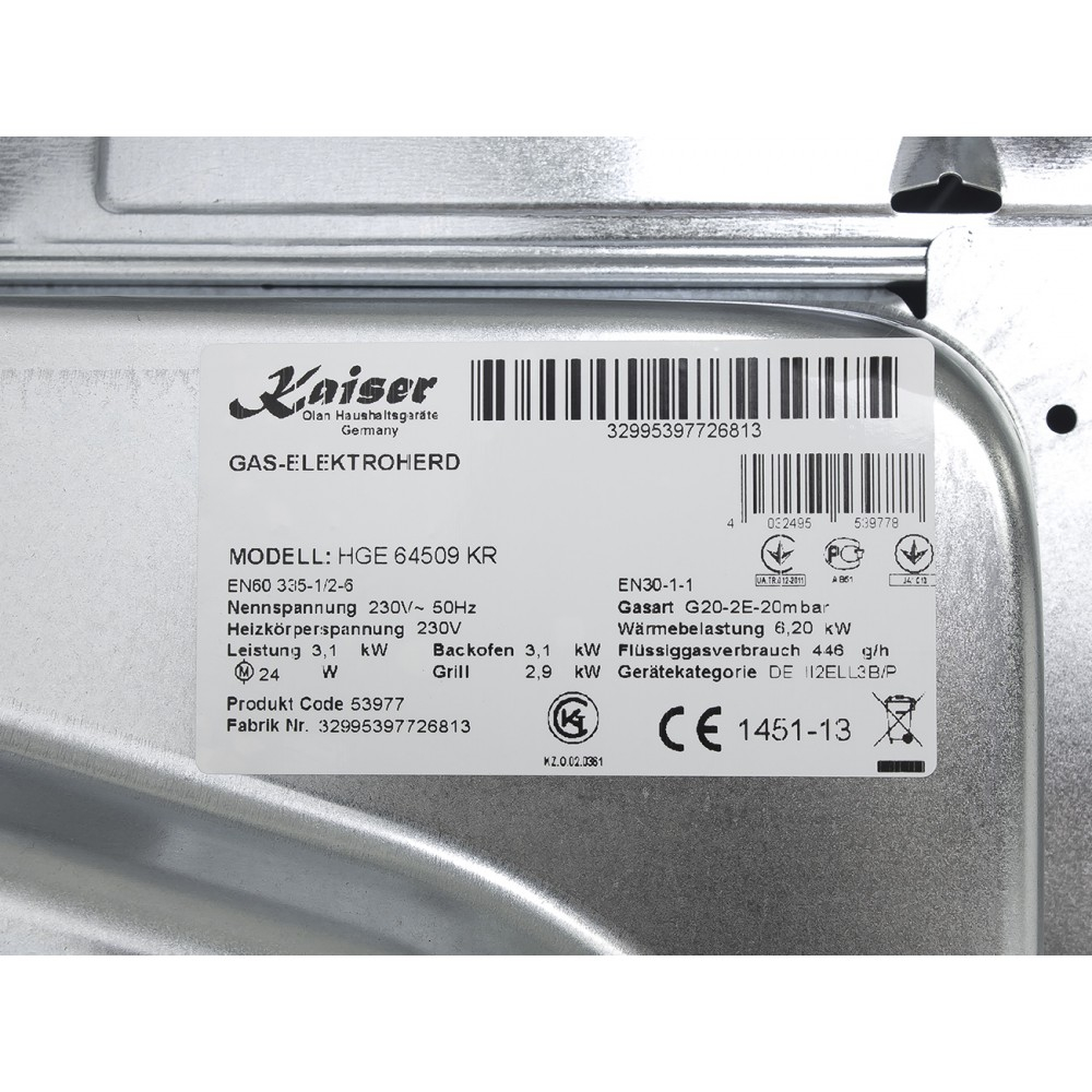 Плита комбинированная Kaiser HGE 64509 KR