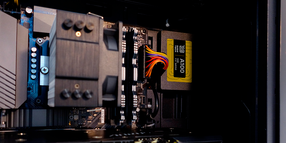 SSD BaseTech A100 512Гб, 2.5", SATA3, Bulk, QLC, Чтение:550мб/с, Запись:450мб/с (SSDBTA100512G)