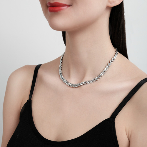 "Вьюнок" колье в серебряном покрытии из коллекции "Леди" от Jenavi с замком пряжка