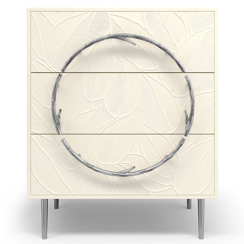 Комод Арт Колор leaves с 3-мя ящиками Стайл Сильвер Кремовый белый