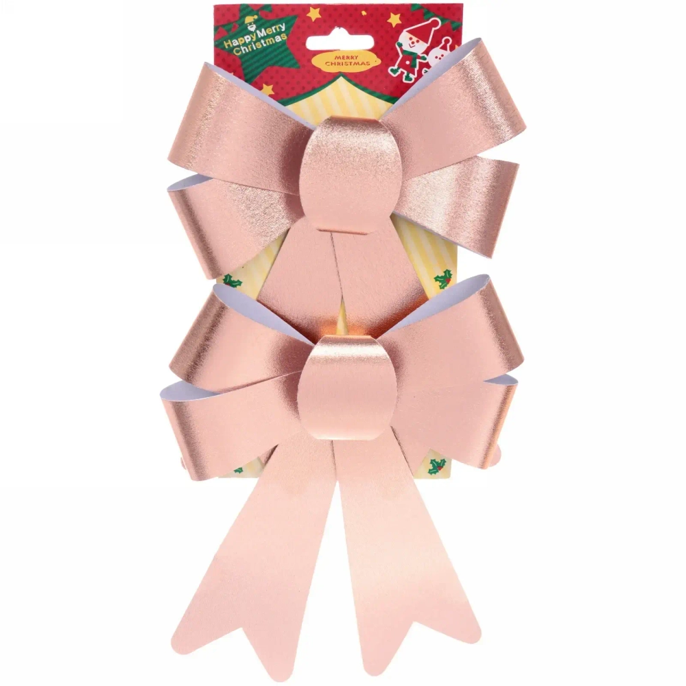 Бант на ёлку «Сказочные блики» (набор 2 шт), Розовое золото