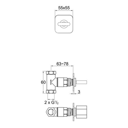 Steinberg Серия 230 Запорный вентиль 1/2&quot; для горячей воды с 90 ° керамическим вентилем, в комплекте со скрытым корпусом, c уплотнительной манжетой Kerdi, хром (обратите внимание на монтажную глубину) 230 4510