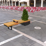 Лавка Rail Road 02 с вазоном и подлокотником