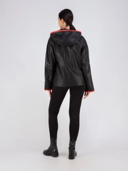 Куртка женская кожаная натуральная с капюшоном Турция