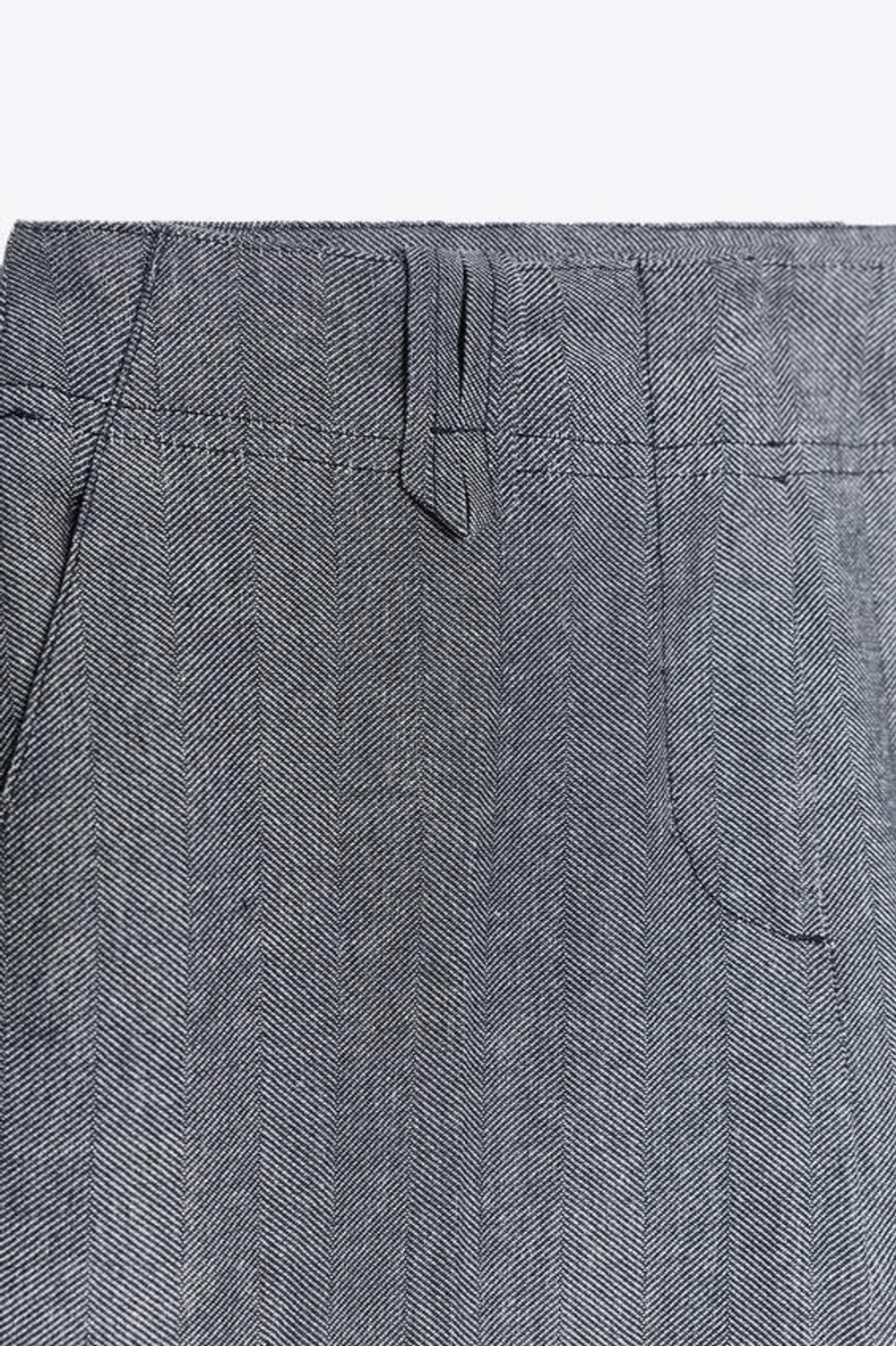 ZARA БРЮКИ СО ШЛЕВКАМИ И ДЕКОРАТИВНОЙ ОТСТРОЧКОЙ, СИНИЙ