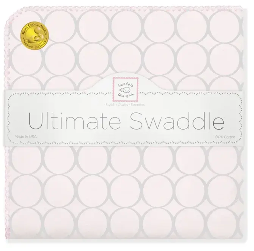 SwaddleDesigns Фланелевая пеленка для новорожденного - Sterling Mod Circles, Sunwashed Pink