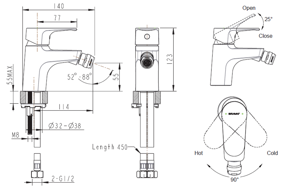 Смеситель для биде Bravat Alfa