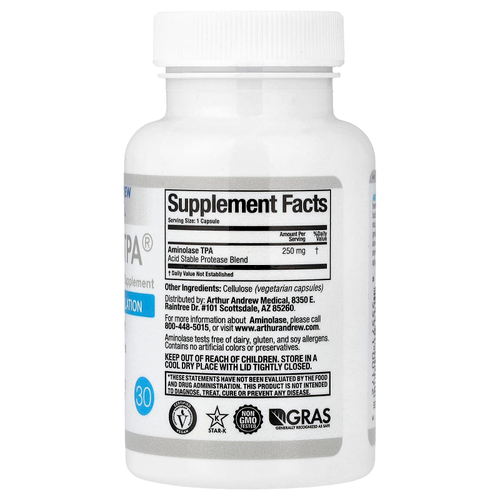 Arthur Andrew Medical, аминолаза TPA®, 30 капсул (250 мг в 1 капсуле)