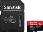 Карта памяти SanDisk Extreme Pro microSDXC 128 ГБ UHS-I, V30, A2, U3 с адаптером