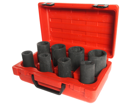 Набор головок торцевых 3/4" для колесных гаек и футурок грузовых автомобилей 8 предметов в кейсе JTC
