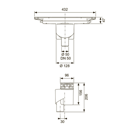 Сифон TECEdrainprofile "вертикальный" DN50
