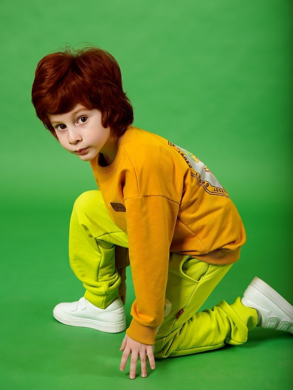 Свитшот " Робот Croot" для мальчика(цвет манго)