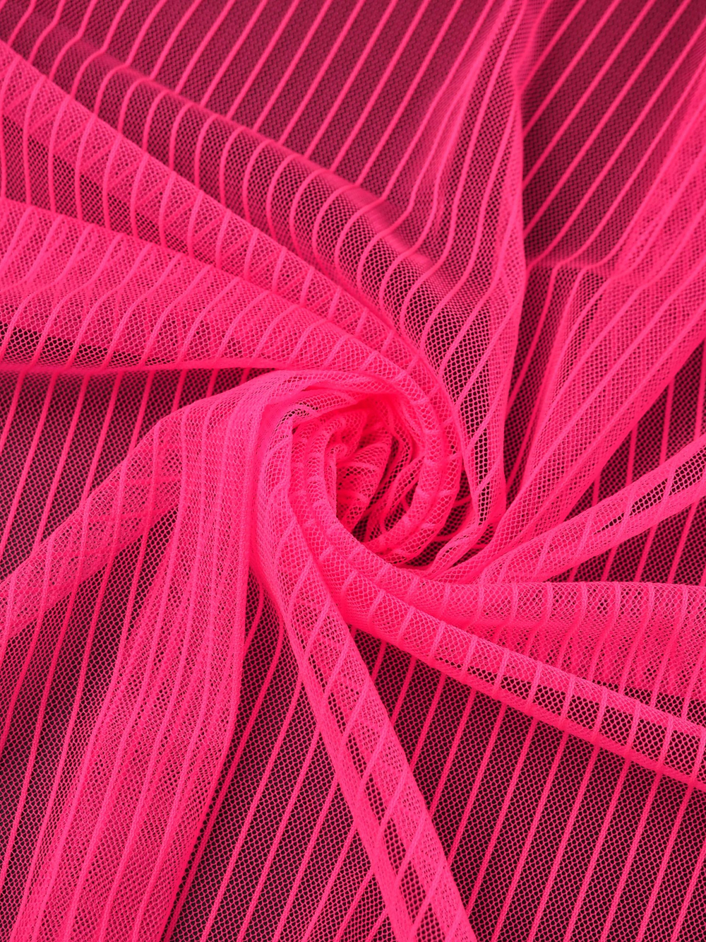 Сетка в полоску розовая неоновая малоэластичная метражом
