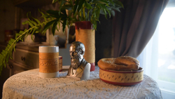 Малая фарфоровая пиала или миска для завтрака с берестой. Коллекция Достоевская или Старорусская