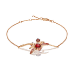 Браслет «Стрекоза» из красного золота с гранатами и эмалью