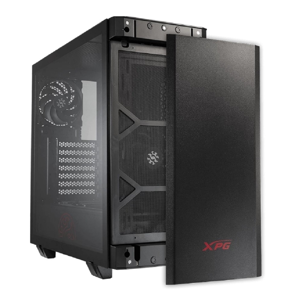 Корпус для компьютера XPG INVADER BLACK (INVADER-BKCWW) (Midi-Tower, черный, TG, 120mm fan*2)
