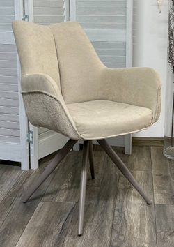 Стул МАРК 360 град., цвет B-03/LOTOS-03 бежевый, велюр / латте каркас М-City