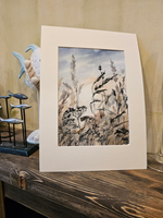 Картина авторская акварельная в паспарту 21х30 см на стену для интерьера "Аромат лета"