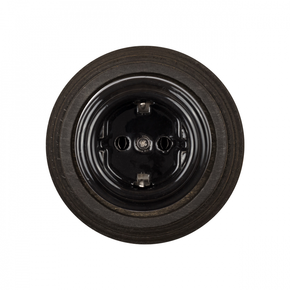 Розетка с З.К., керамика, цвет черный B1-101-03