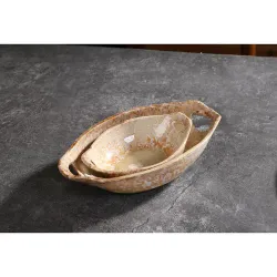 Блюдо овальное 24*12,5 см h5,5 см 210 мл для закусок Pearl Sea Stone с ручками Frutti di Mare [4]