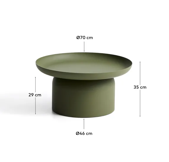 Уличный столик Arcola из зеленого алюминия, диаметр 70 см