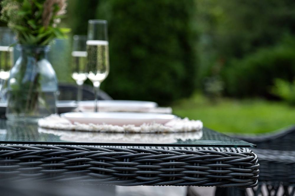 "Амароне" обеденная группа из искусственного ротанга на 6 персон, цвет графит